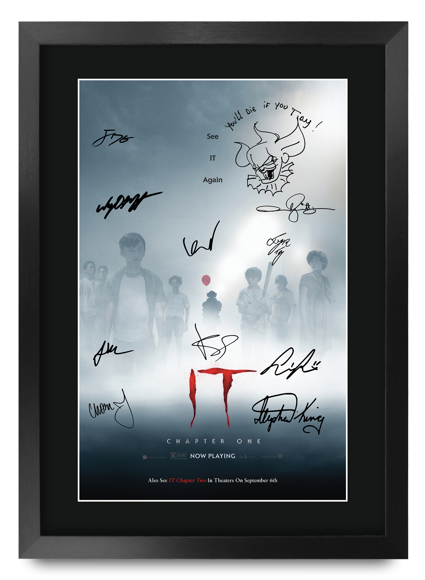 IT Movie Collection Pennywise A3 Poster Signed Autograph Pic Bill