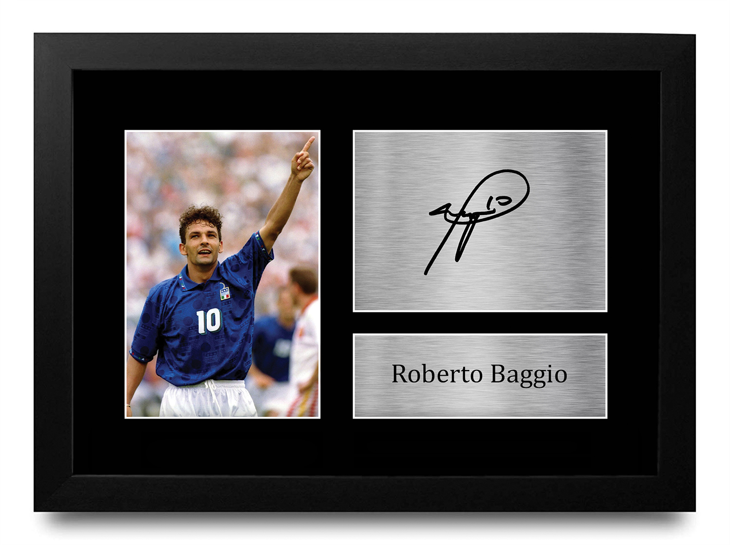 Roberto Baggio Hand Signed Football Shirt Framed Auction (0015