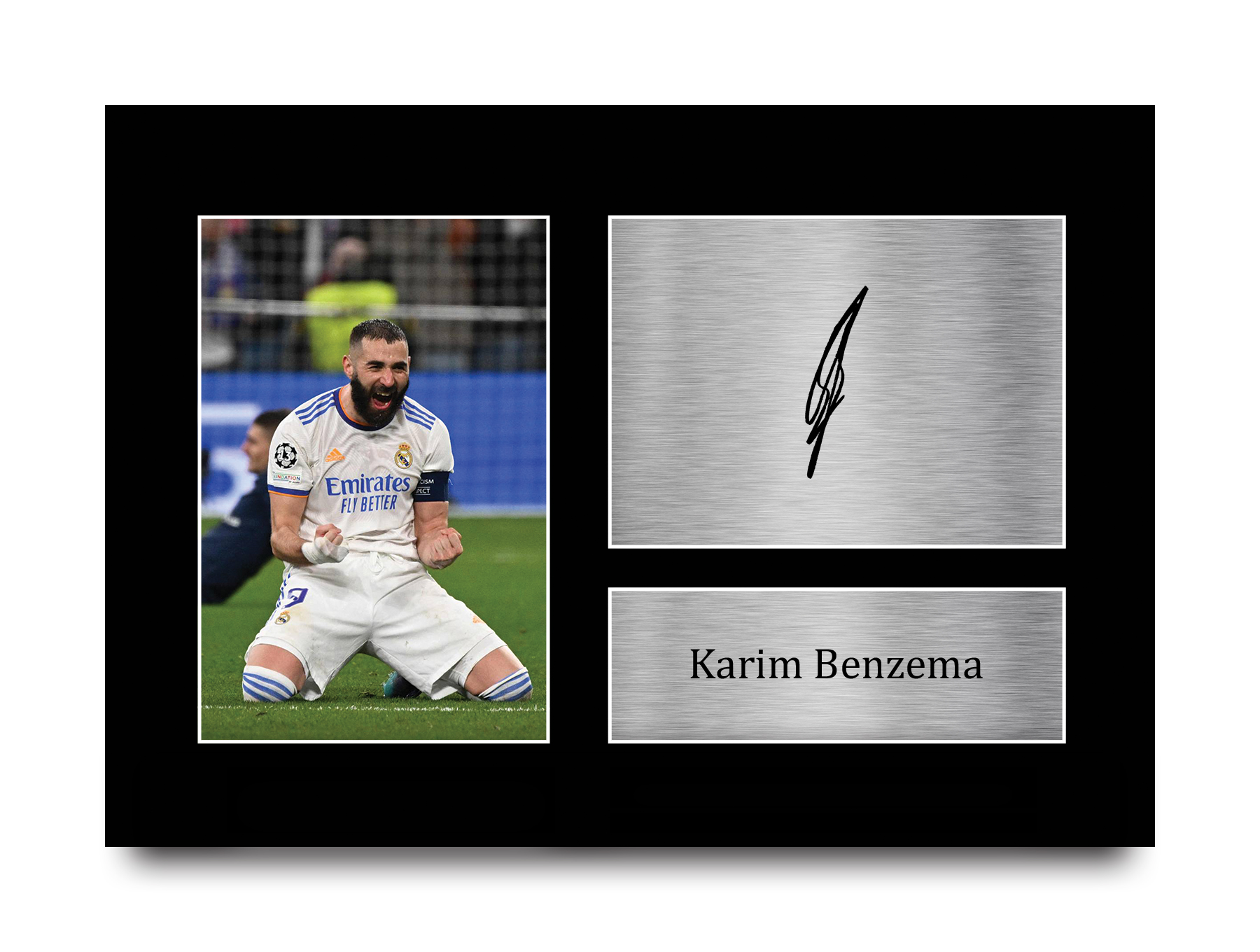 12x8 A4 Karim Benzema 5 Times Champions League Winners Real Madrid Autographed Signed Photo Photograph Picture Frame Football Soccer Poster Gift