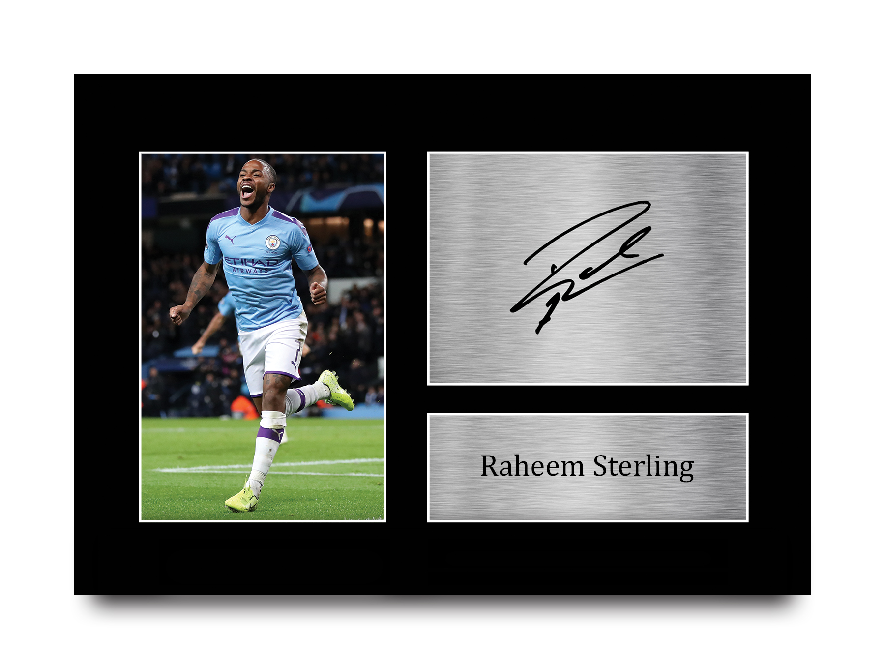 Raheem Sterling Signed A4 Framed Printed Autograph Manchester City 